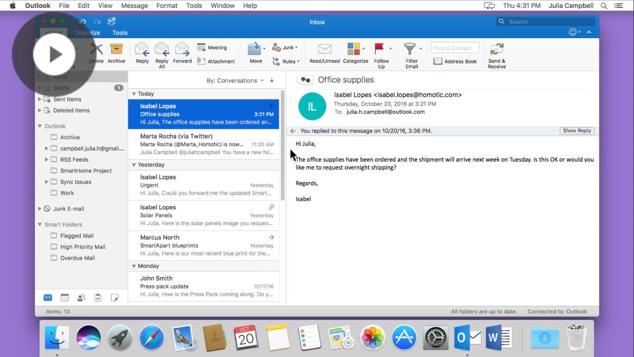 insert html email into outlook 2016 for mac
